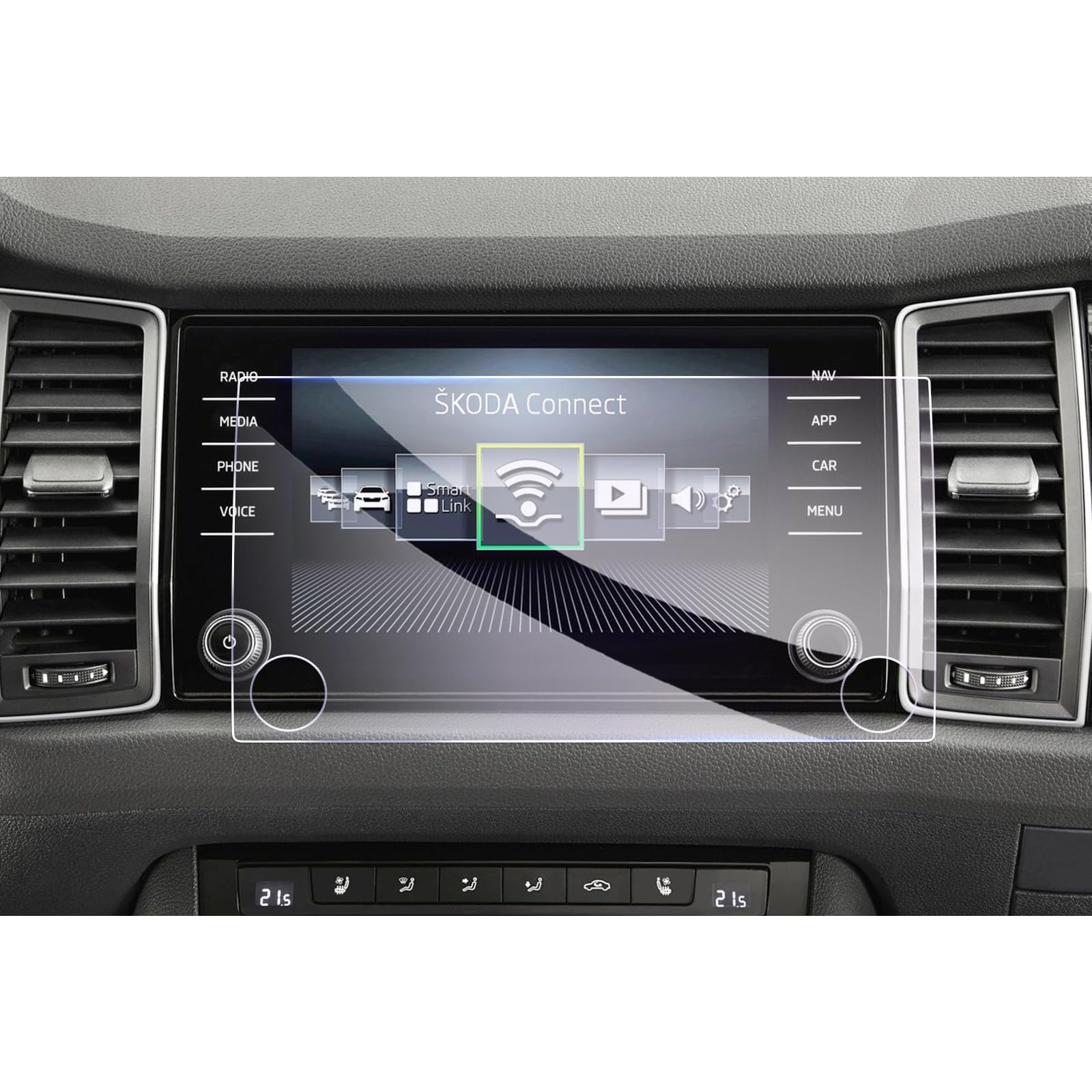 GAFAT Compatible with Skoda Kodiaq Karoq 2017-2023 8 Inch Navigation Screen Protector, Tempered Glass Screen Protector for Kodiaq 8 Inch Infotainment System, Shockproof, 9H Scratch-Resistant