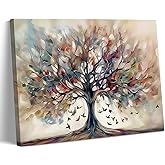 Kyiyhzp Tree of Life Canvas Wall Art plant abstract painting print artwork Modern Ready-to-Hang Decor for Living Room, Bedroom, Dining Room or Home Office, Nature Style Home Wall Decor 24