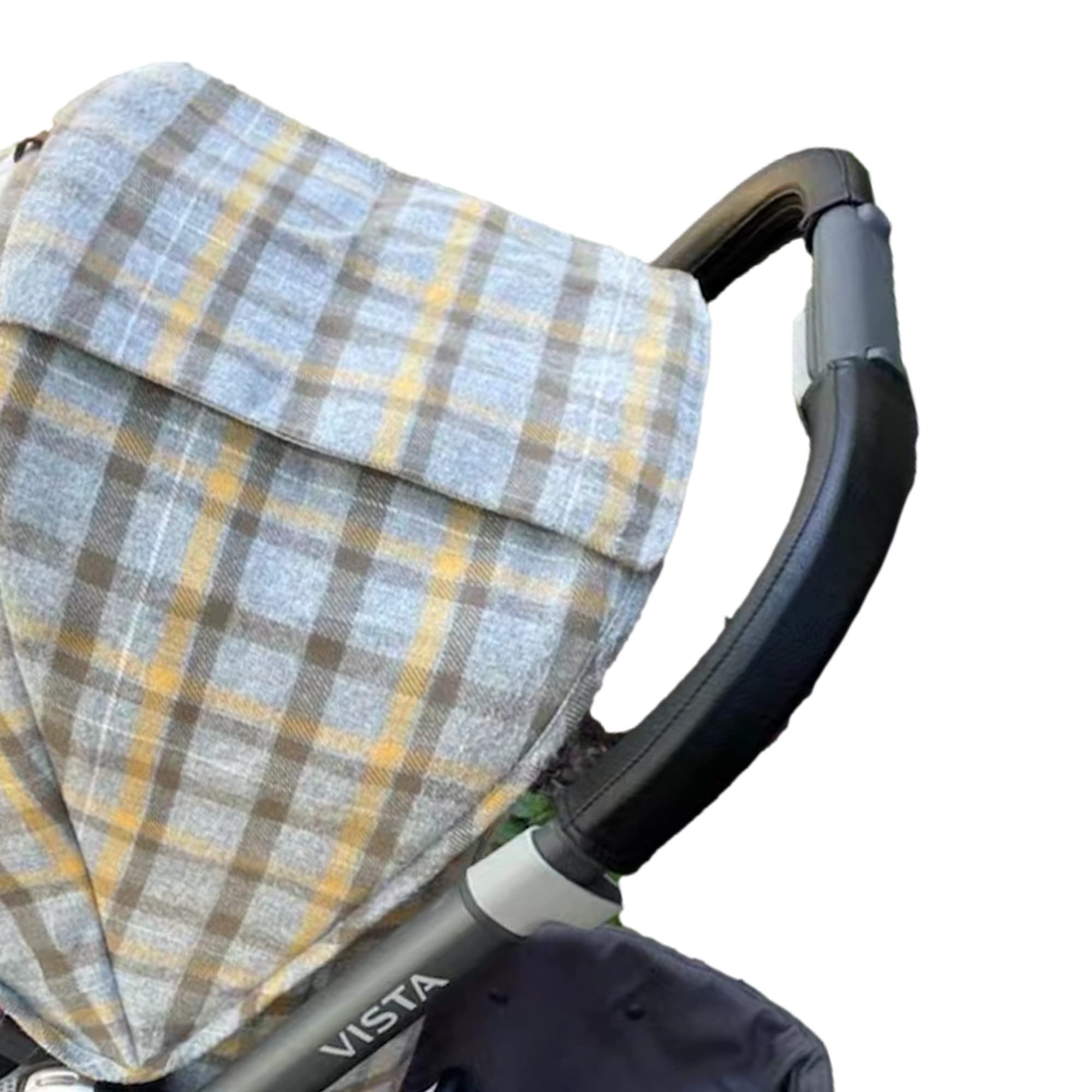 Photo 1 of Baby Stroller Leather Armrest Handle Cover Compatible with Uppababy Vista V1/V2 Stroller, Bumper Sleeve Case Bar Protective Covers Pram Accessories (for mom Handle Black)