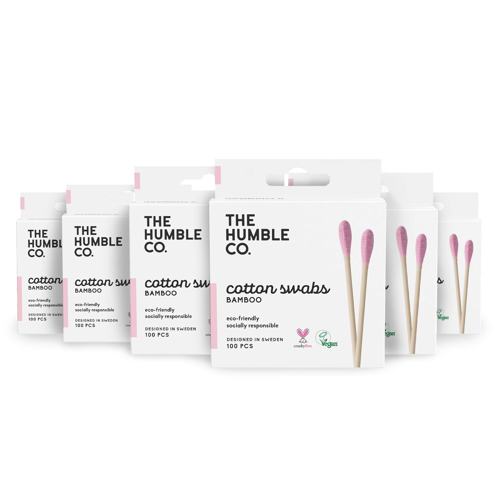 The Humble Co. Natural Bamboo Cotton Swabs (600 count) - Natural Cotton Swabs and Eco friendly and Sustainable Cotton Buds for Ears, Makeup, Pet Care and Cleaning (Purple)