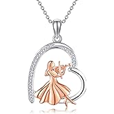 MONGAS Animal Necklace for Women Sterling Silver Duck/Axolotl/Hippo/Corgis/Puffin/Blue Jay/Ferret/Pug/Skunk/Dachshund/Violin/Snowman Necklace Cute Animal Jewelry Gifts for Women Mother Mom