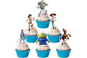 QITINDASEN Toy Inspired Story Birthday Party Supplies, 24PCS Cupcake Toppers Decorations for Toy Inspired Story Party Supplies Decor