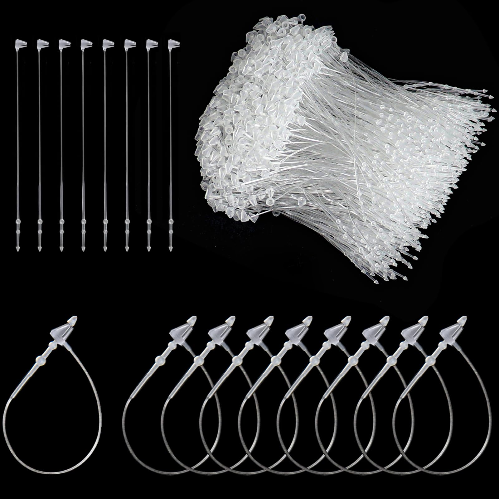 Photo 1 of 1000 Pcs 3 Inch Hang Prices Tag Fasteners Plastic Fasteners,Clear Snap Lock Pin Plastic Security Loop for Retail Store Clothing,Accessories,Jewelry(Clear)