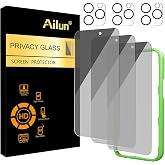 Ailun Privacy Screen Protector + Camera Lens Protector for iPhone 16 Pro | 3+3 Pack, 6.3 Inch, Tempered Glass, Installation Frame, Dynamic Island Compatible, Anti Spy, Case Friendly