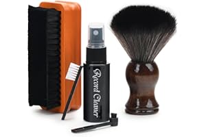 KULLOOMII 6-in-1 Vinyl Record Cleaning Kit | Vinyl Record Cleaner Kit – Includes 2in1 Velvet Microfiber Brush, Soft Antistatic Nano Fiber Brush, Cleaning Liquid, Duster & Stylus Brush, Storage Box, for Records