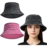 2 Packs Bucket Hat for Women Unisex Summer Outdoor Cap Travel Beach Sun Hat Plain Colors for Women