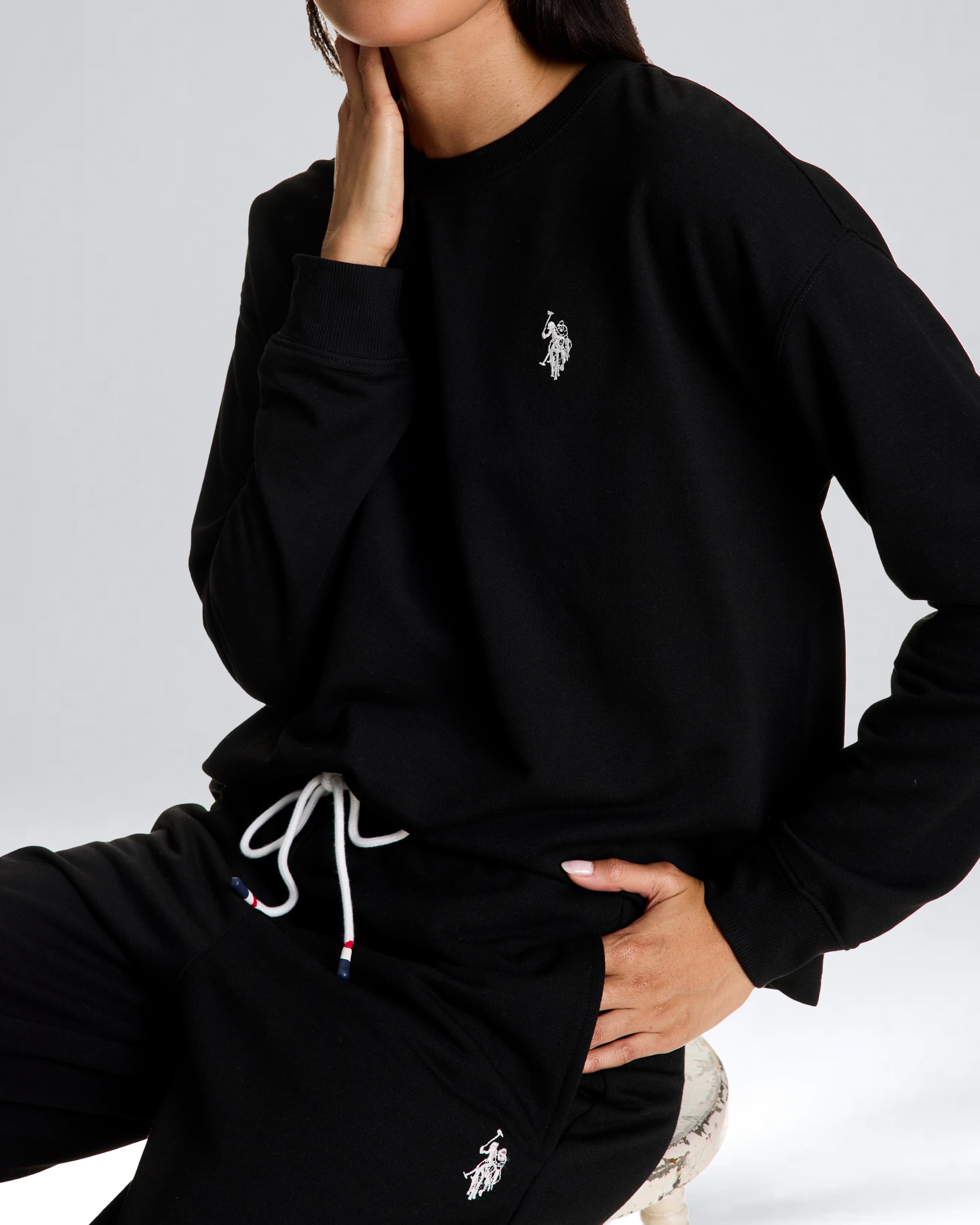 U.S. Polo Assn. Lounge Set Women, Athleisure and Lounge Pajama Sets for Women 2 Piece (Black, Medium)