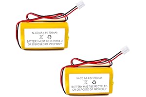 Fulpower 4.8V 700mAh NiCad Battery Replacement (2 Pack) - Compatible with Lithonia AA700MAH, BL93NC487, BL93NC484, BAA48R and Other Exit Sign Emergency Lights, Rechargeable Battery Pack.