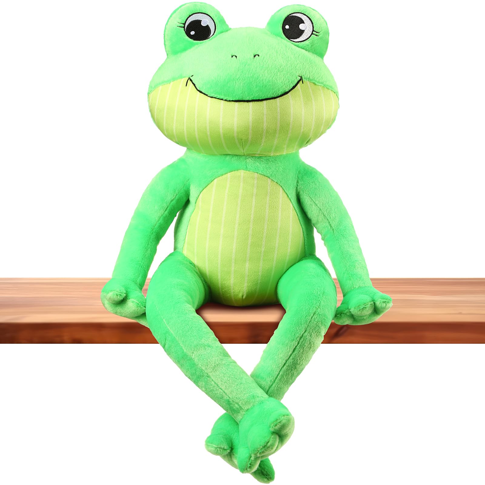 Photo 1 of HyDren 28 Inch Frog Stuffed Animal Green Frog Plush Toy Soft Cute Sitting Plushie with Long Leg Home Sofa Decor for Kids Boys Girls Children Birthday Gifts