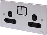 Schneider Electric GU3520BPC 2 Gang 13A Switched Socket Polished Chrome Black view 2