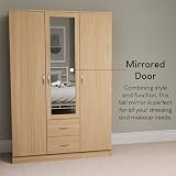 Vida Designs Riano 3 Door Mirrored Wardrobe with Shelf & Hanging Rail view 8