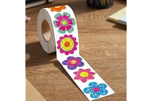 Spring Flower Stickers 500Pcs 1 Inch Holographic Self Adhesive Labels Waterproof Floral Decals with 9 Designs for Envelope Se