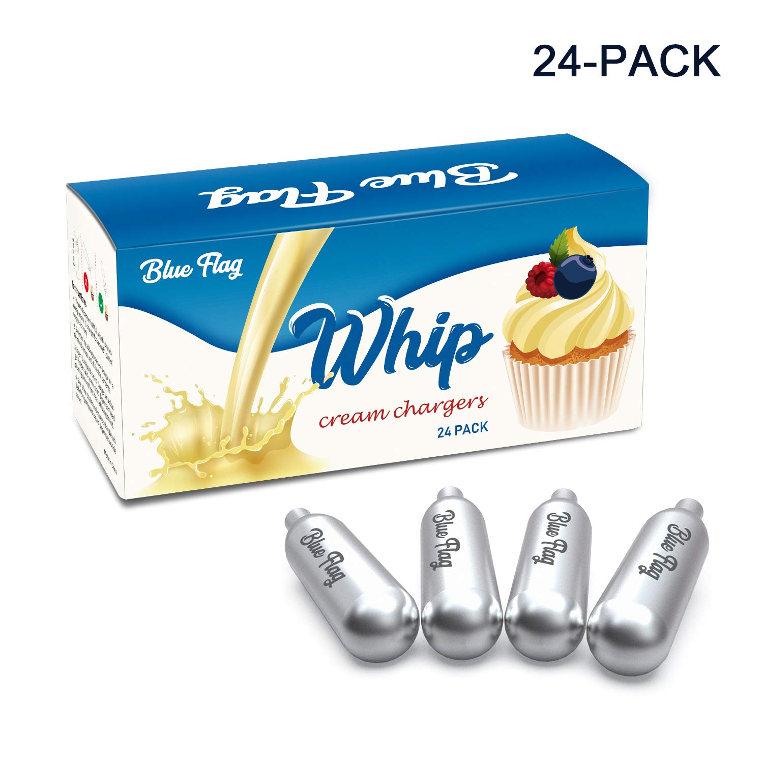 FLAG BLUE Whipped Packs 24 Chargers, Cream Cream Chargers & Whippers