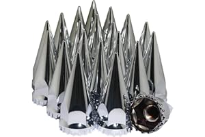 OZISENS 20pcs 33mm x 4-3/4" Thread On Spike Lug Nut Covers Screw On, ABS Chrome Plastic Anti-Rust Screw-on Lug Nuts Cover for Semi Trucks