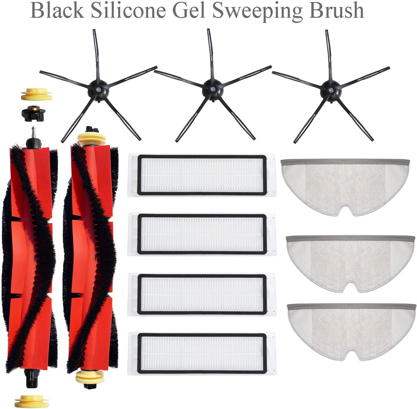 JoyBros 12-Pack Replacement Parts Compatible for Xiaomi Roborock Mijia Xiaowa S5 S5 MAX S6 S60 S65 S50 S55 E25 E35 Filter Mop Black Silicone Gel Sweeping Brush Accessories Replenishment Kit…: Home & Kitchen