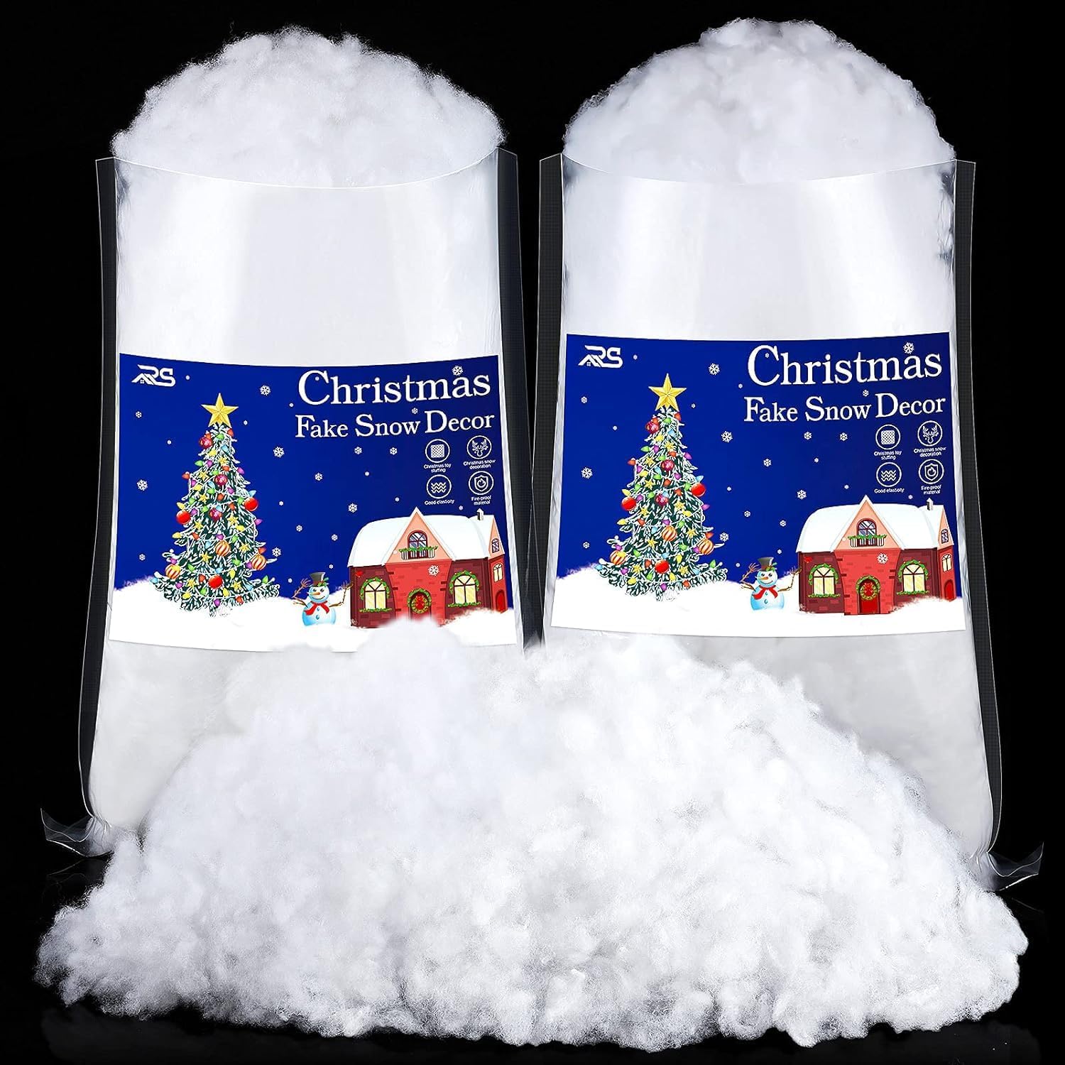 Artificial Snow - KazUp Christmas Fake Snow 15 Ounces Cotton Like Fluffy Artificial Snow for Crafts Village Displays Nativity Christmas Decorations Indoor Outdoor