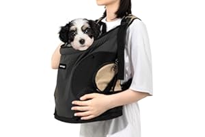 NATUYA Dog Front Carrier, Pet Carrier Front-Pack for Small Dog Puppy Cat, Travel Hiking Waterproof Lightweight Pet Bag, Padded Bottom Mat & Zip Pockets (Black)
