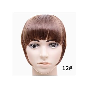 Amazon Com Synthetic Short Front Neat Blunt Bangs Clip On Bang