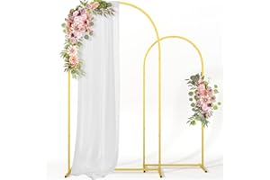 CludPark Metal Arch Backdrop Stand Wedding Arch Frame Set of 2 (7.2FT/6FT) Gold Backdrop Arch Stand for Wedding Ceremony Birthday Party Baby Shower Graduation Ceremony Decoration