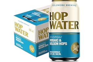 Fieldwork Hop Water, Sparkling Non-Alcoholic Mosaic & Nelson Hops Drink, Sugar Free, Zero Carbs, Vegan, Gluten-Free, 12 Fl Oz Cans, 12-Pack