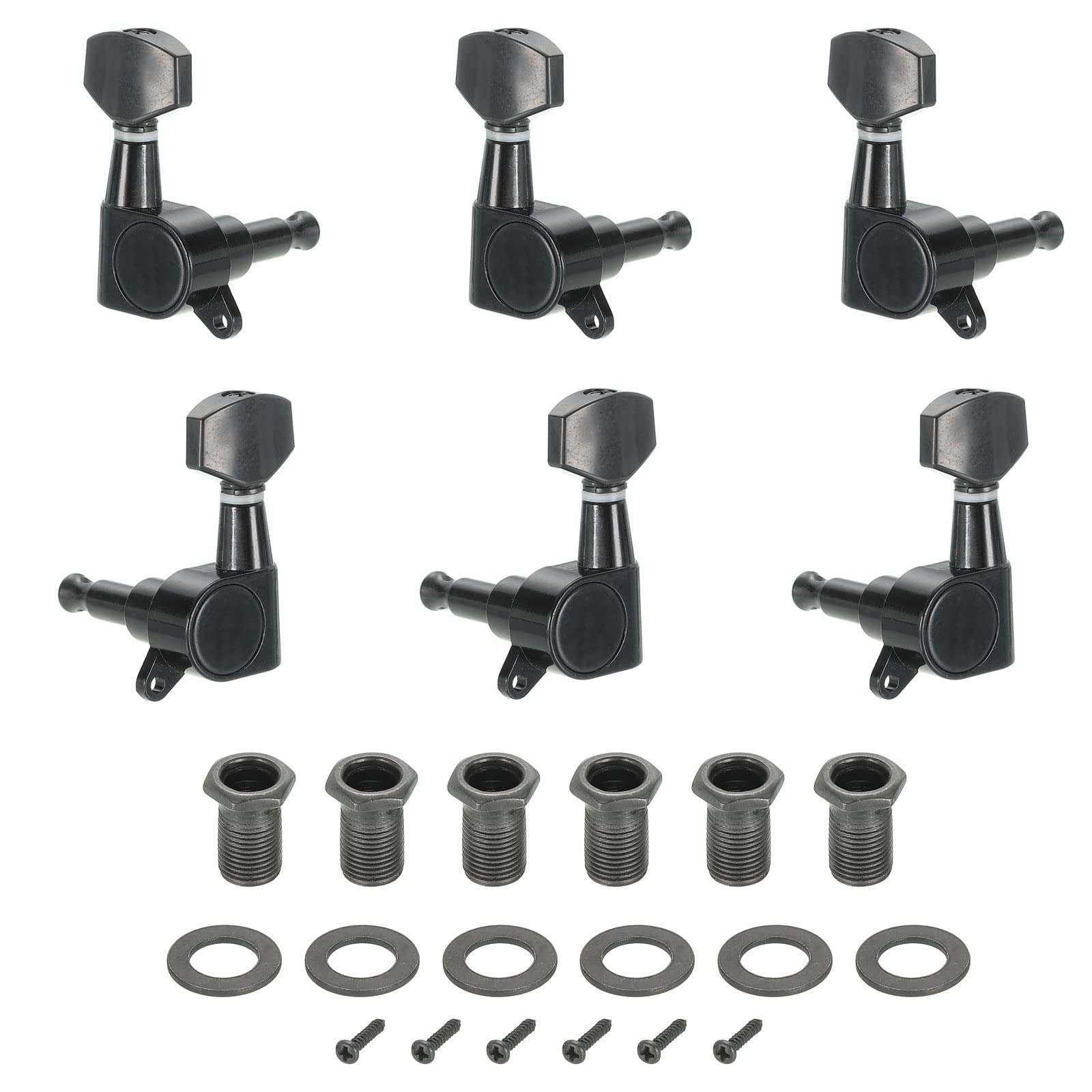 PATIKIL Tuning Pegs Guitar Machine Heads 3 Left 3 Right Tuner Pegs Sealed String Tuning Knobs Acoustic Guitar Parts 1 Set, Black