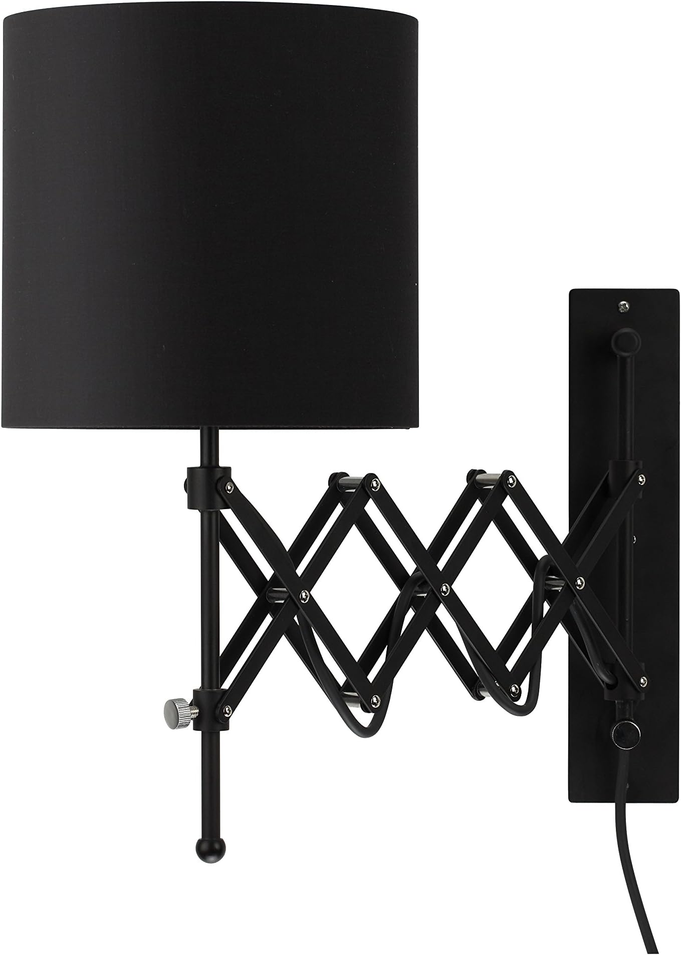 Modernluci Plug in Wall Sconce Lighting, Swing Arm Wall Mounted Lamp with Switch, Modern LED Black Matte Finish Wall Sconce for Indoor Use(Bulb Included)