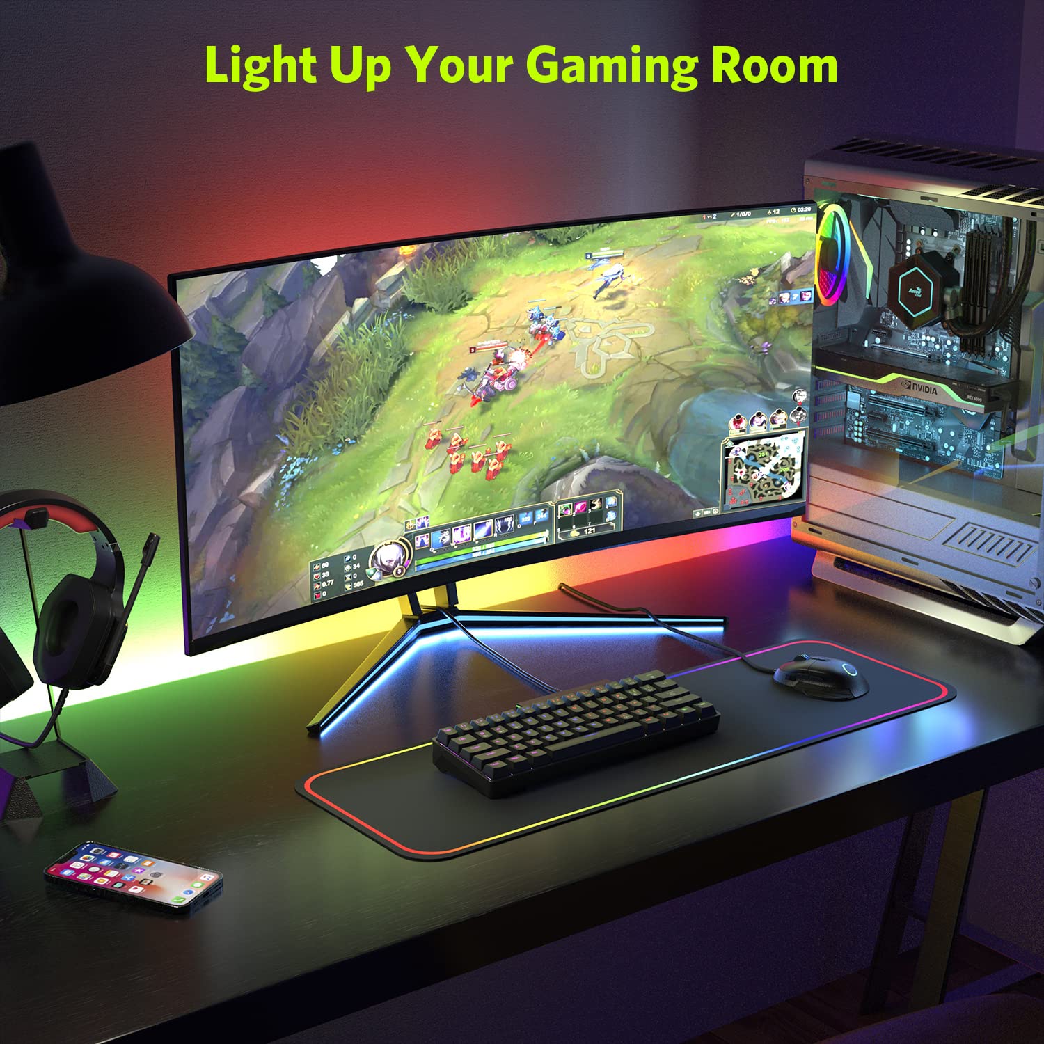 61 Keys RGB Wireless and Wired Mechanical Gaming Keyboard with Blue Switches, Audible Click Sound Rainbow Portable Compact Mini Office Keyboard for Windows PC Gaming, (F-SG61)