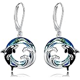 AXOMY Ocean Earrings 925 Sterling Silver Killer Whale Orca/Shark/Turtle Earrings Dangle Crystal Ocean Jewelry Birthday Gifts for Women Sea Lover