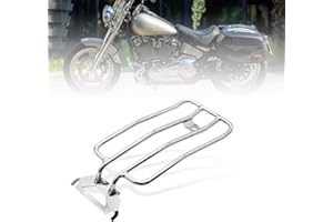 ASCSAPX Classic luggage rack Motorcycle Rear Seat Luggage Rack Solo Seat for Harley Heritage Softail Classic & Softail Deluxe 00-17 Deluxe CVO 2015 (Silver)