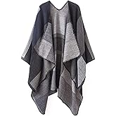 Lacavocor Women's Warm Shawl Wrap Cape Winter Cardigan Sweaters Open Front Poncho