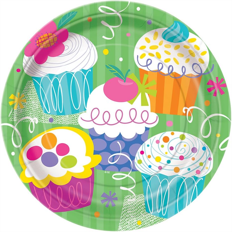 Cupcake Party Dinner Plates, 8ct Childrens Party Plates