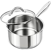 MICHELANGELO 3 Quart Saucepan with Lid, 18/10 Stainless Steel Sauce Pan with Tri-Ply Bottom, 3QT Sauce Pot, Induction Compatible
