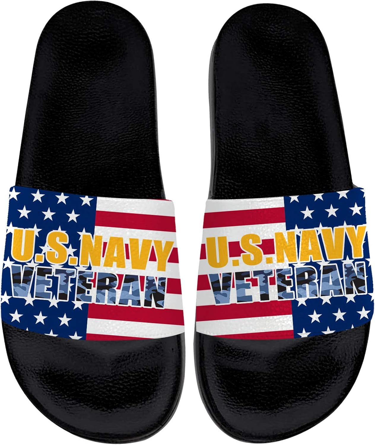 Amazon.com | Mens Womens Slide Sandal US Navy Blue American Flag Camouflage Veteran Patriotic 