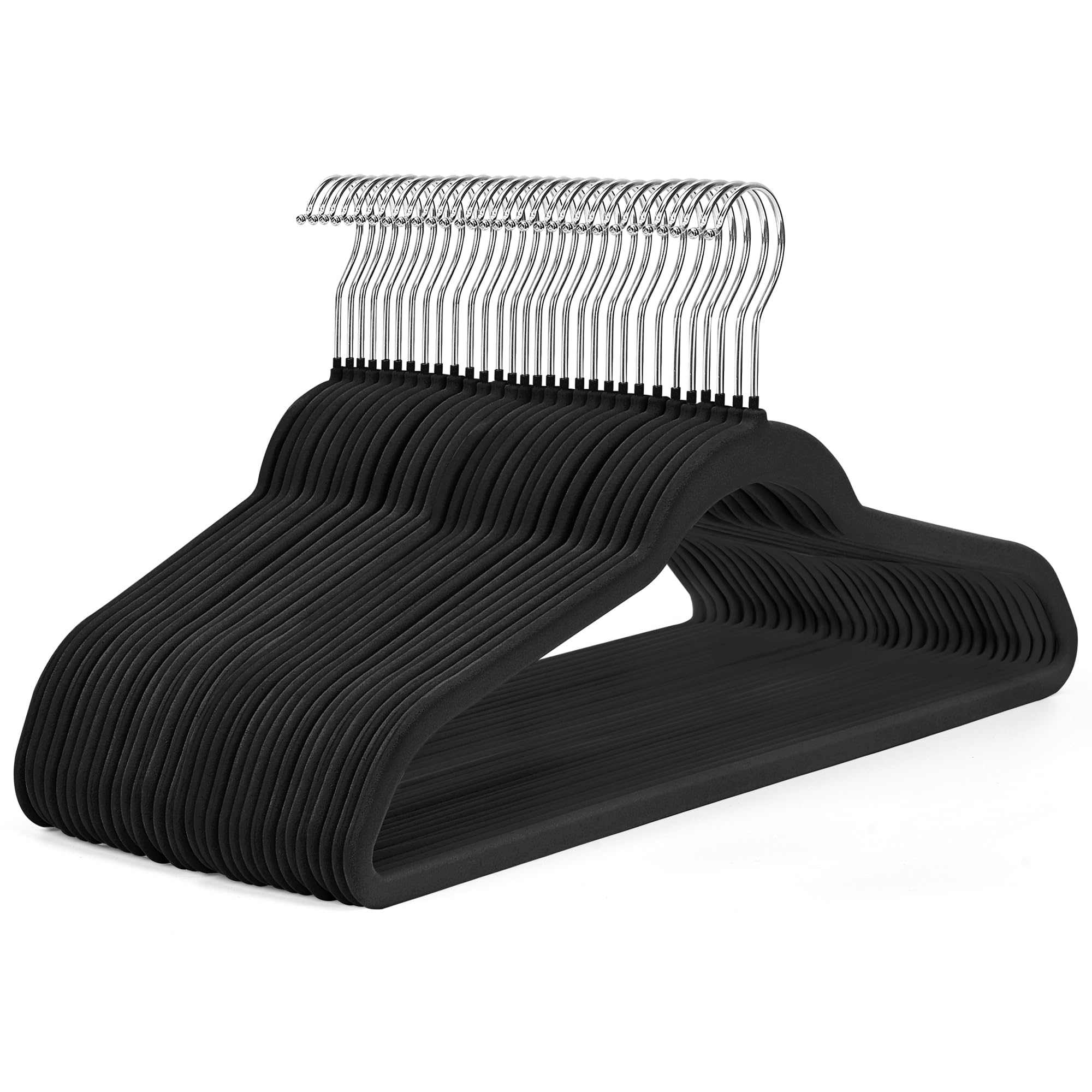 Photo 1 of HOUSE DAY Black Velvet Hangers 50 Pack - Non Slip Felt Hangers Closet Essentials, Premium Space Saving Hanger, Gentle on Clothes, Sturdy Shoulder DesignLPNPMEJ4218151
