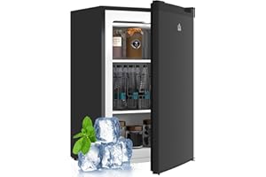 HOMCOM Mini Freezer Countertop, 3 Cu.Ft Compact Upright Freezer with Removable Shelves, Reversible Door for Home, Dorm, Apartment and Office, Black