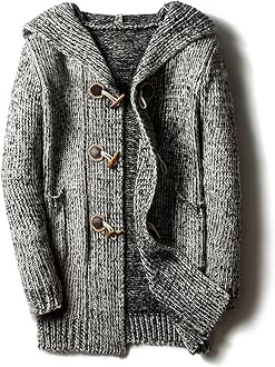 Knitted Cardigan Sweater Attached Hood 