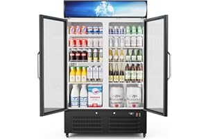 CINTVA ETL & DOE Certified Commercial Beverage Refrigerator 28 Cu Ft, Commercial Display Fridge with Glass Door, Upright Merchandiser Refrigerator Cooler with Front LED Light for Stores, Restaurant, Office