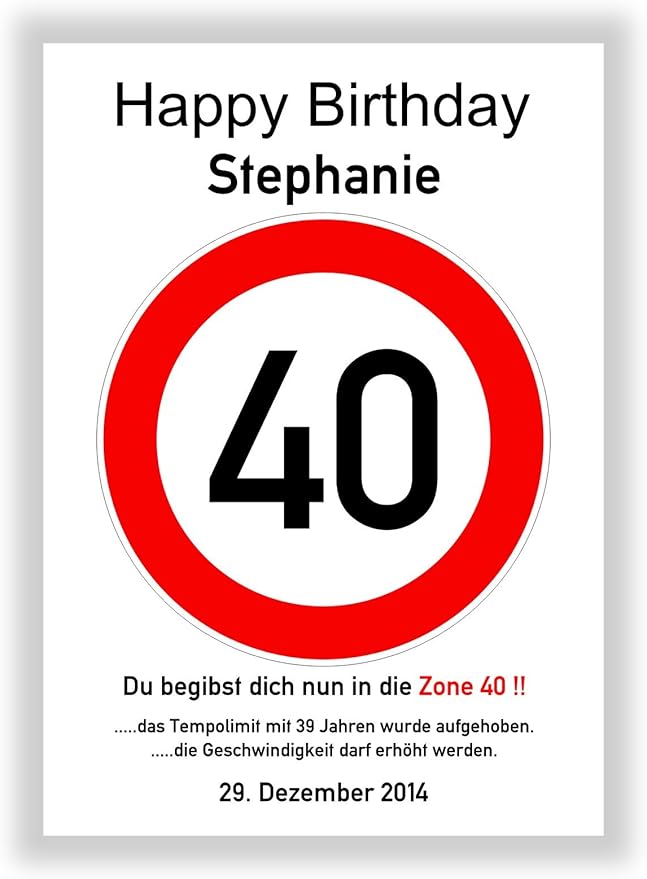 Art print Traffic Signs 40 Traffic Sign sign 40th