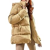 Gihuo Women's Winter Puffer Jacket Oversized Zip Up Long Quilted Coats Lightweight Stand Collar Padded Jackets with Hood