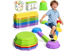 HYES Balance Beams Stepping Stones for Kids, Obstacle Courses Sensory Toys for Toddlers, Non-Slip Jumping Step Stones Balance Beam Indoor & Outdoor Play Games