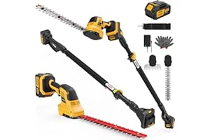 AVADA 4-in-1 Pole Hedge Trimmer Cordless - Electric Hedge Trimmer & Grass Shear with Extension Pole, with 3.0Ah Battery,180° Adjustable Angle, 14.6Ft Reach, Lightweight, Hedge Trimmers Cordless with Battery
