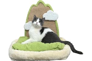 MEOWOOU Cat Bed with Scratching Pad Small Cat Calming Bed Anti-Anxiety Bed for Indoor Cat Scratching Post 11.8''x15.7''