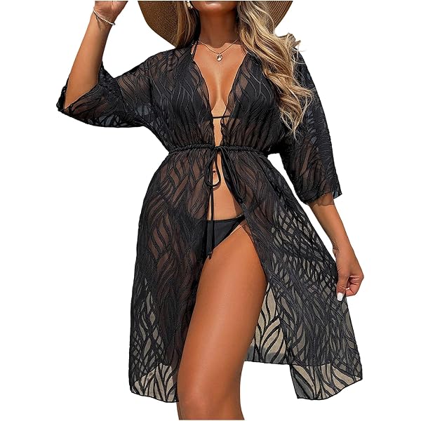 sheer mesh cover up dress Floerns Women's Sheer Mesh Dress Beach Swimwear See Through Cover Ups Black  Ink X-Small at Amazon Women's Clothing store