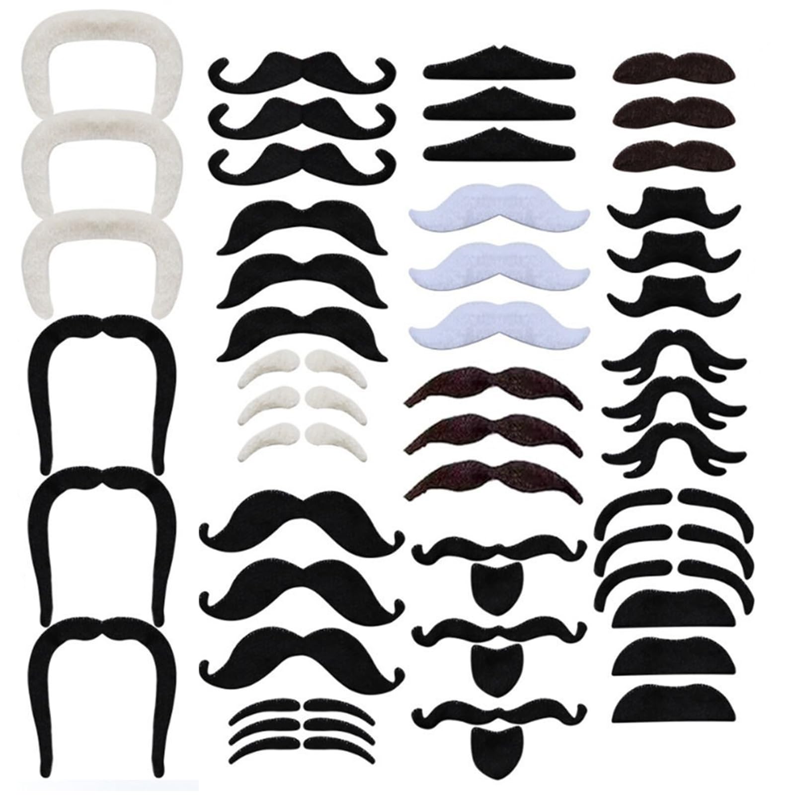 Photo 1 of 48 Piece Fake Mustaches Set Novelty Mustaches for Costume and Halloween Christmas Festival Party Supplies Decorations Multi