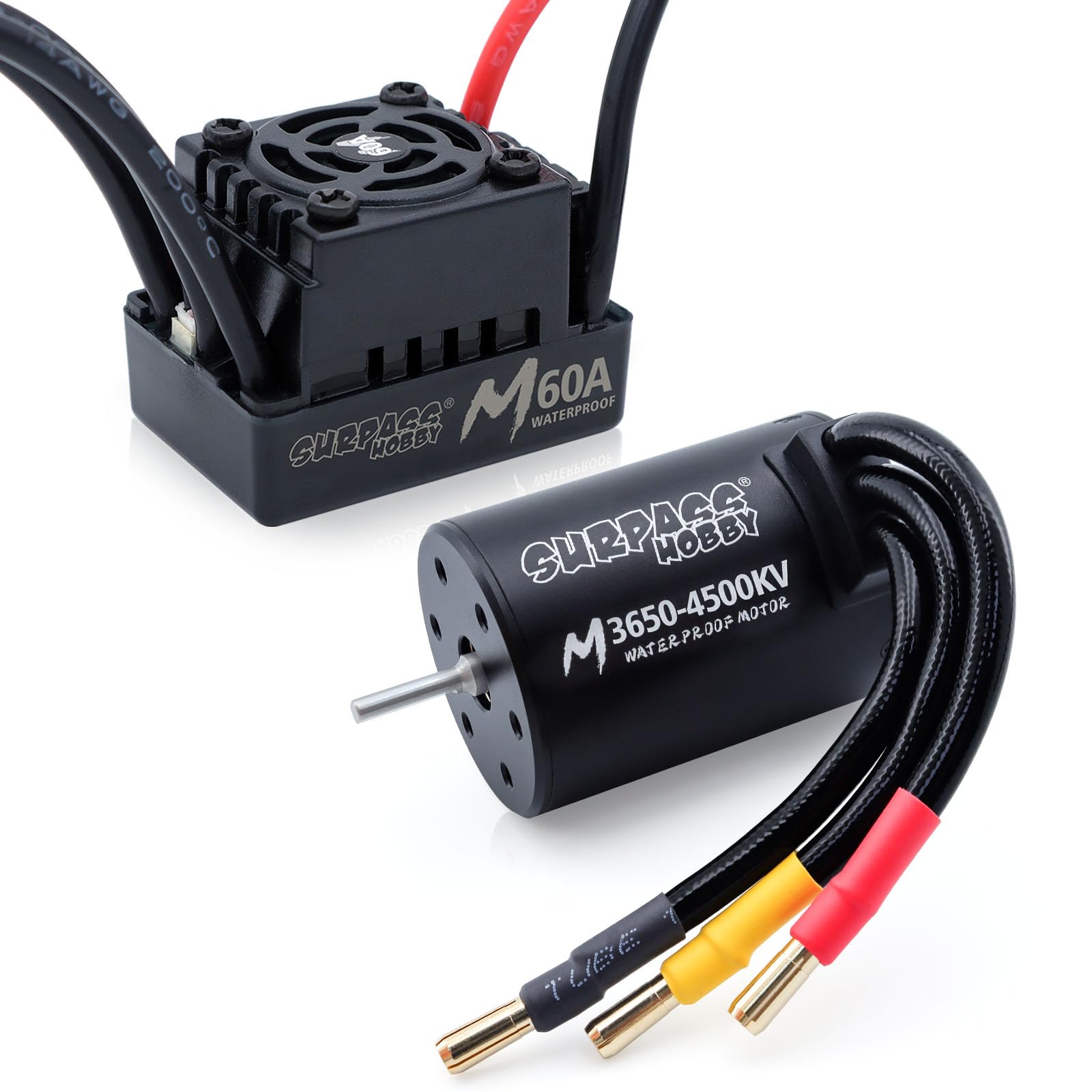 Photo 1 of Surpass Hobby RC Brushless Motor ESC Combo Waterproof M3650 4500KV Brushless Motor and 60A ESC Combo Set for 1/10 Remote Control Cars Trucks Off-Road Vehicle