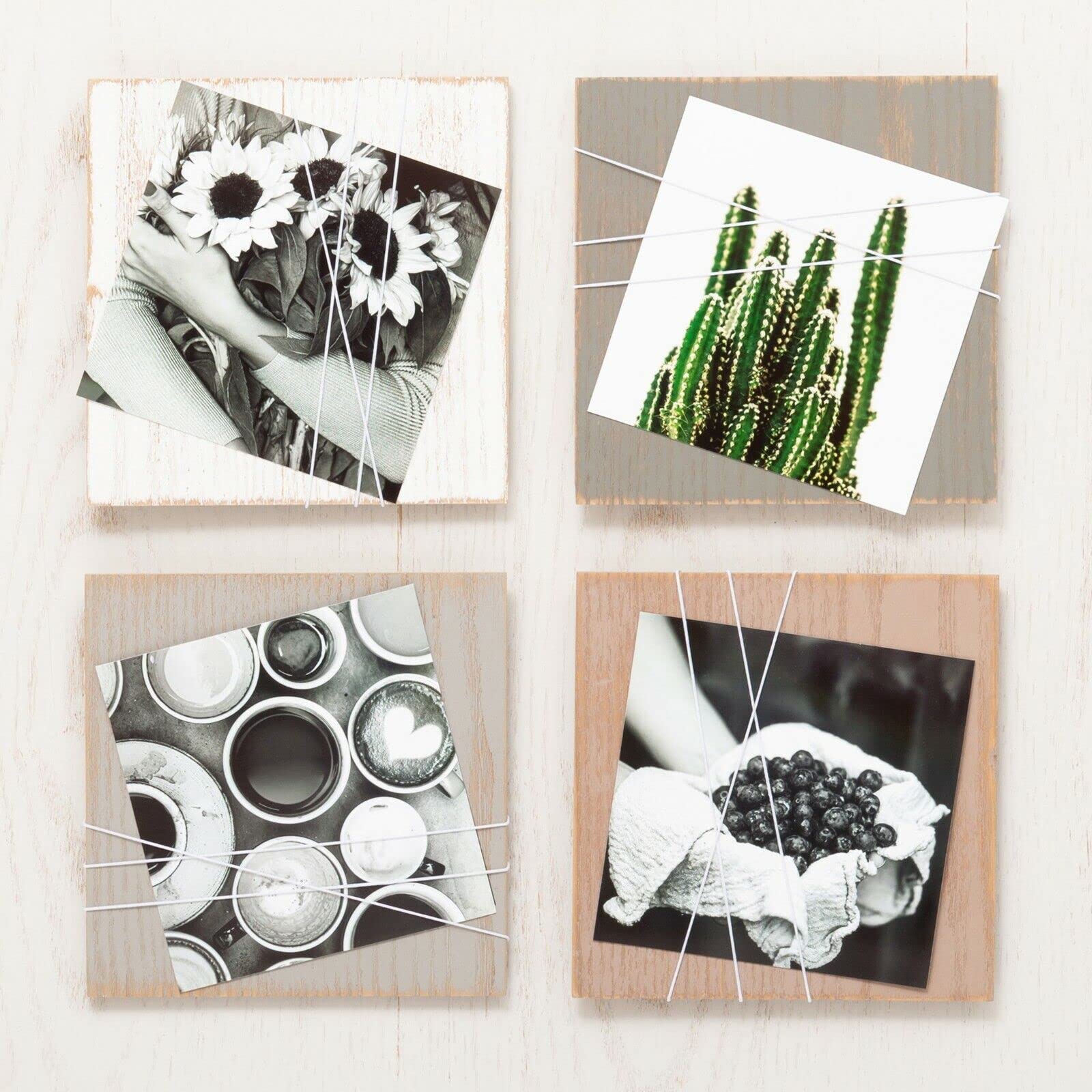 Kusso Family Photo Frame Distressed Multi Aperture 4x4 Inch Collage Frame Instagram Style for 4 Photographs