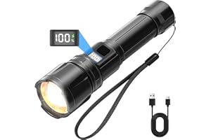 Rechargeable Flashlight 1000 Lumens, Powerful LED Tactical Flashlight with USB Cable, 3000mAh Rechargeable Flashlights with 4