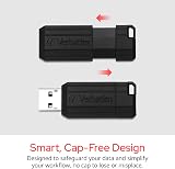 Verbatim 49065 Pinstripe 64GB USB Drive Black Sliding Connector Fast Transfer view 2