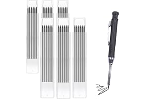TuTuYa 36 Pencil Refill with 1 Solid Carpenter-Pencil, 2.8mm Waterproof Lead Refills Replacement, with Sharpener, Long Reach/Deep Hole/Long Nose for Architect &Carpenter Woodwork Construction Building