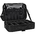 Relavel Makeup Bag Travel Makeup Train Case 13.8 inches Large Cosmetic Case Professional Portable Makeup Brush Holder Organizer and Storage with Adjustable Dividers and Shoulder Strap Black